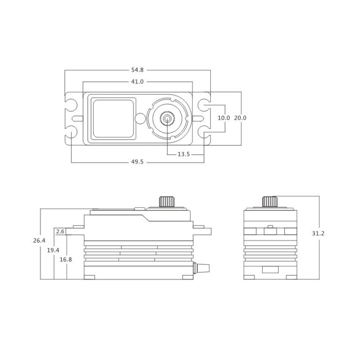 BH615S SSR HiVOLT BRUSHLESS Digital servo - LOW PROFILE (15 kg-0,045s/60°)