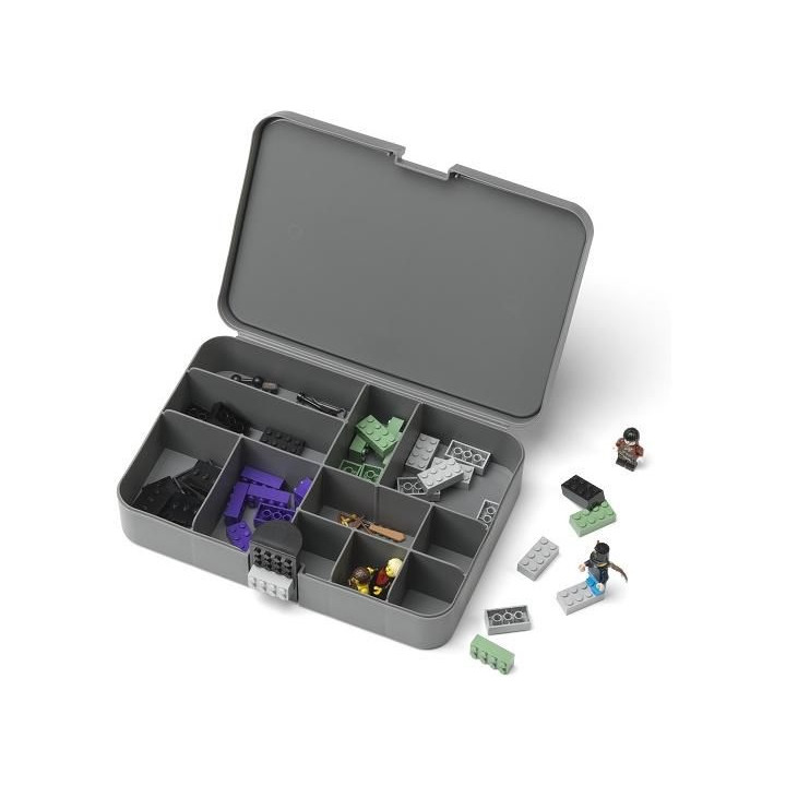 LEGO úložný box s přihrádkami - šedý