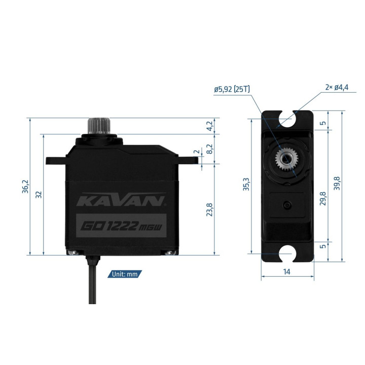 GO-1222MGW digitální mikroservo (0.085s/60°, 6kg.cm)