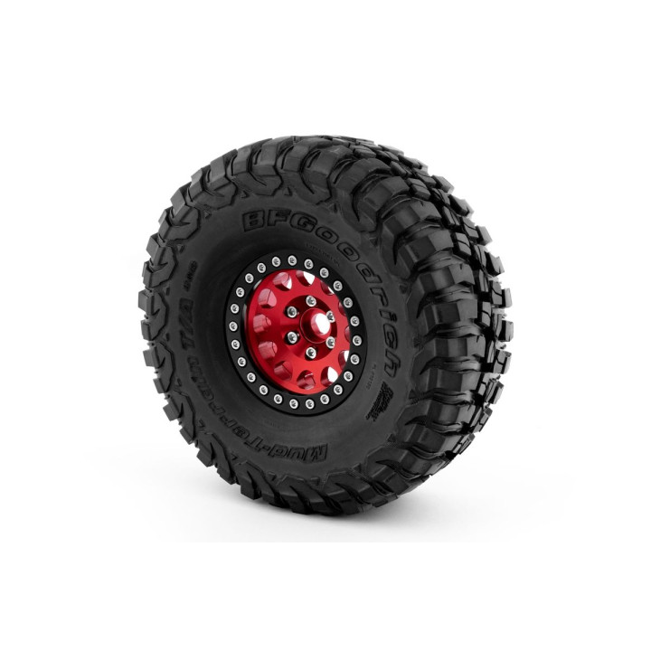 1.9'' Hliníkové beadlock disky pro 1/10 crawler/expedice červené - 2 ks