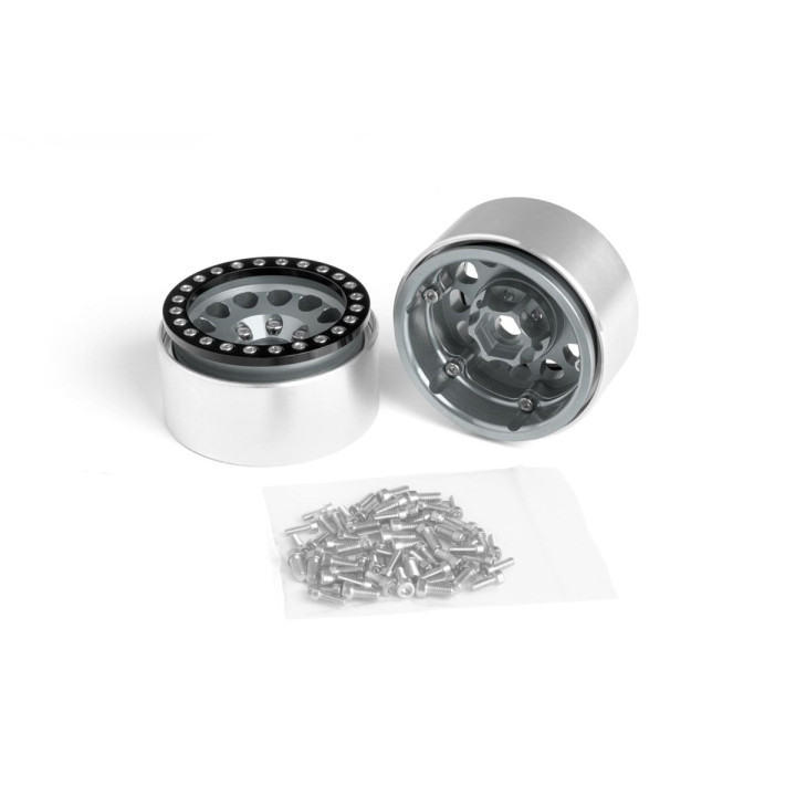 1.9'' Hliníkové beadlock disky pro 1/10 crawler/expedice stříbrné - 2 ks