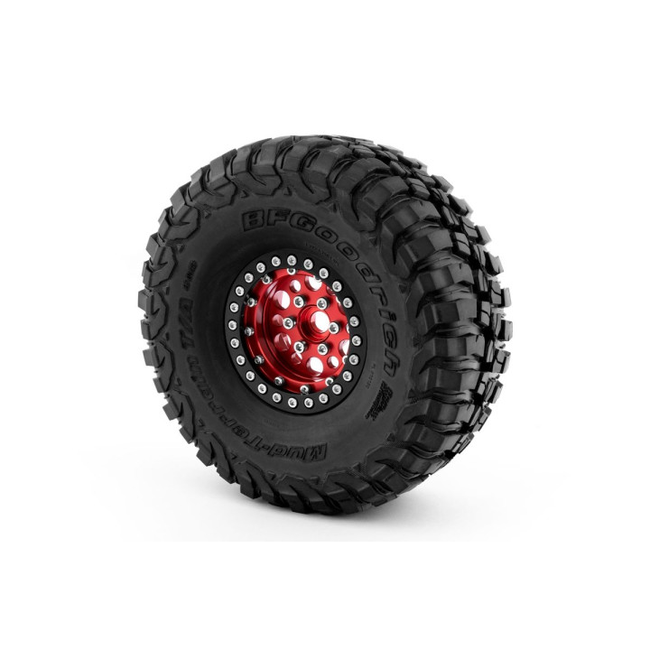 1.9'' Hliníkové beadlock disky pro 1/10 crawler/expedice červené - 2 ks