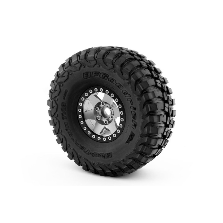 1.9'' Hliníkové beadlock disky šestipaprskové pro 1/10 crawler/expedice stříbrné - 2 ks