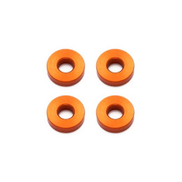 Oranžová hliníková podložka 3x7,5x2 mm, 4 ks.