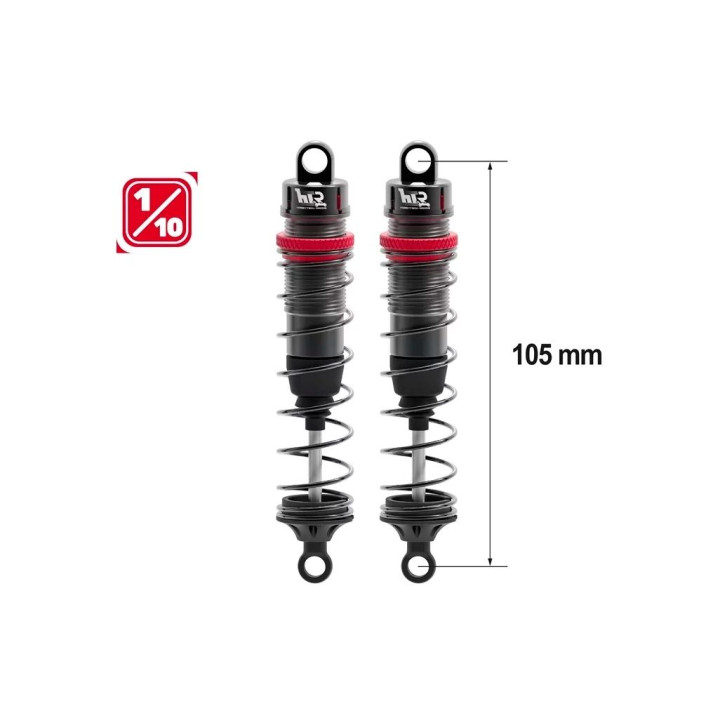 Hliníkové olejové tlumiče 1/10 105/13mm, 2 ks.