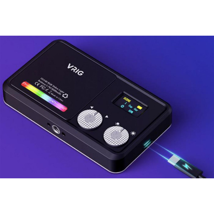 Adjustable RGB LED Light with OLED Screen (With Battery)