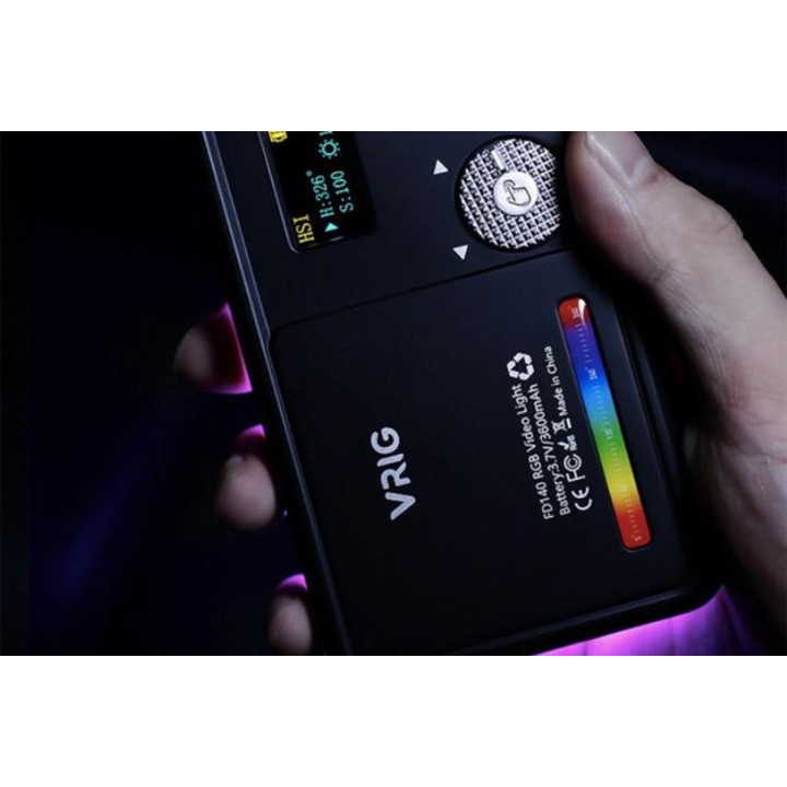 Adjustable RGB LED Light with OLED Screen (With Battery)