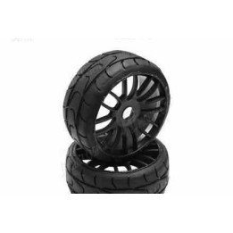 PMT 1/8 GT RALLY 18 "Ultra Soft" směs - nalepené, černé CARBON Q1 tvrdé disky, 2 ks.