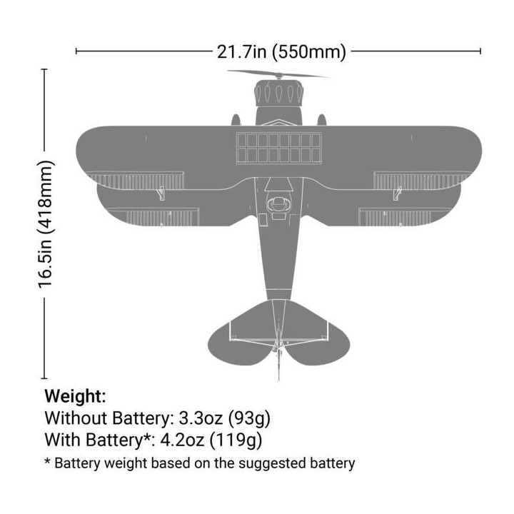 E-flite Waco 0.55m SAFE Select BNF Basic bílé
