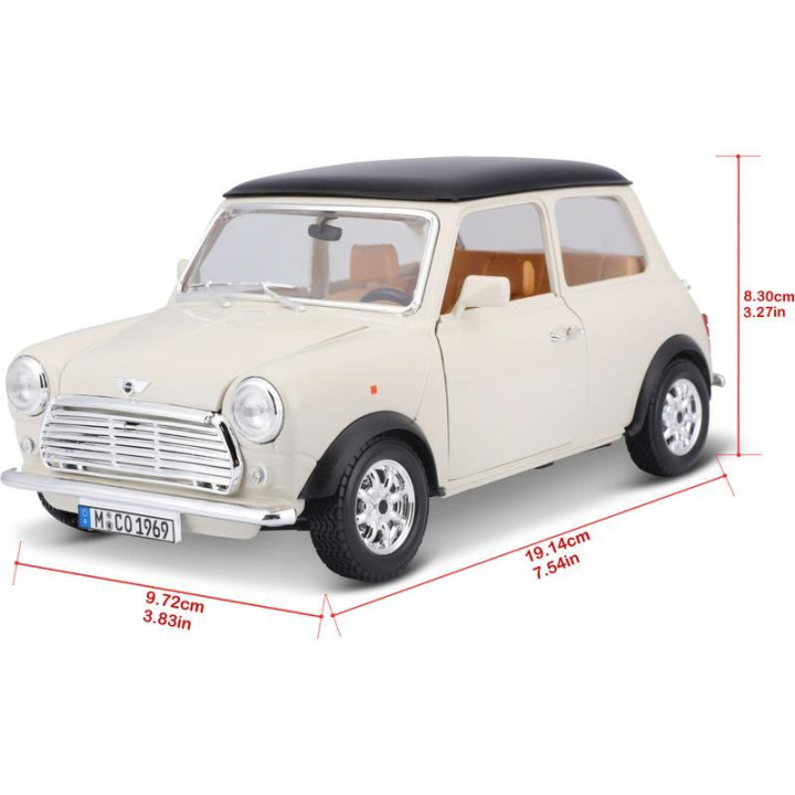 Bburago Mini Cooper 1969 1:18 krémová