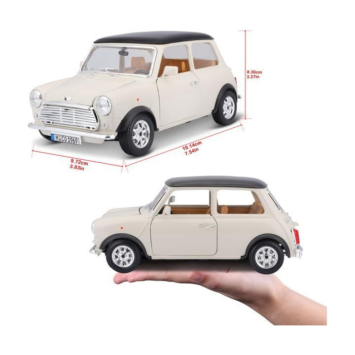 Bburago Mini Cooper 1969 1:18 krémová