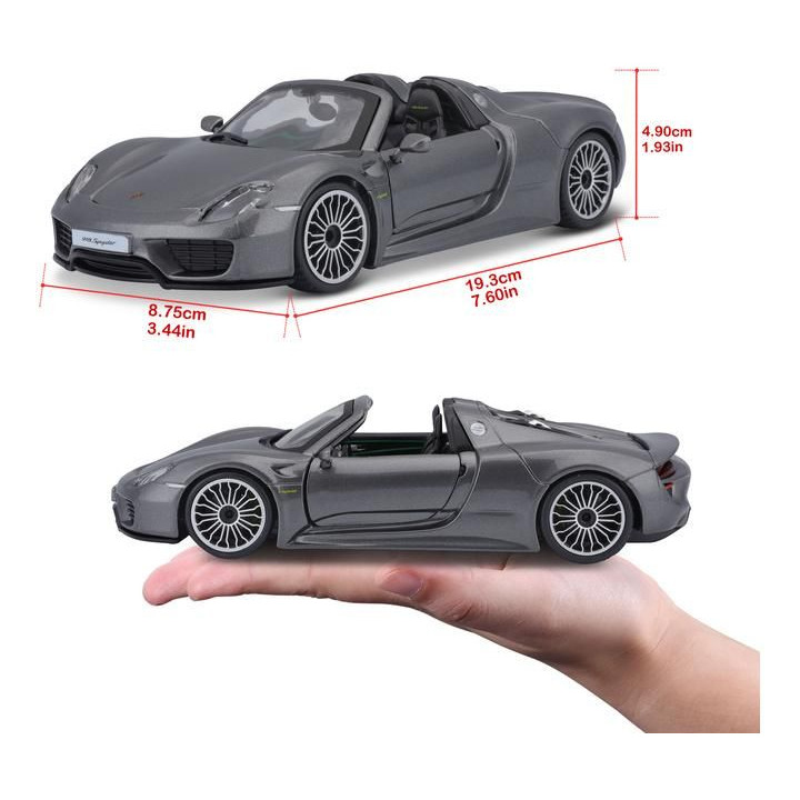 Bburago Plus Porsche 918 Spyder 1:24 stříbrná