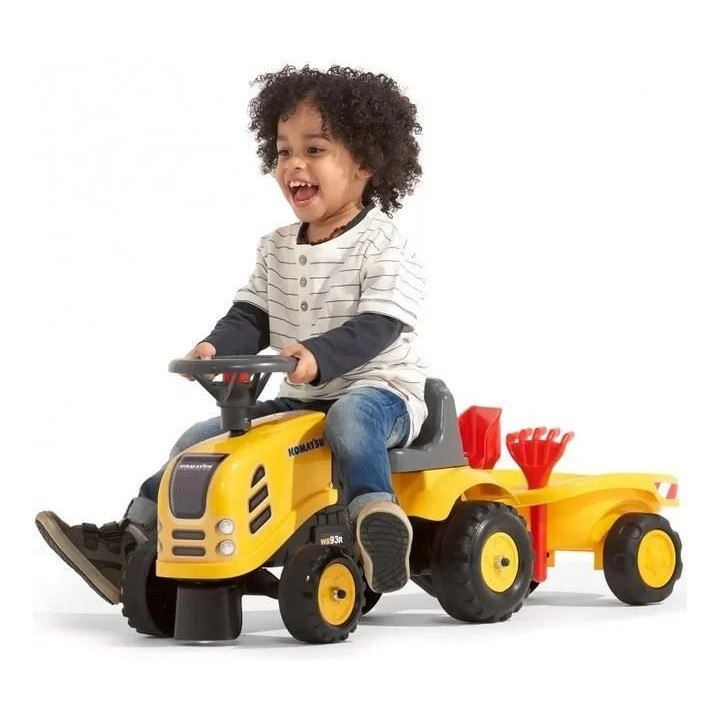 FALK - Dětské odrážedlo Baby Komatsu s vlečkou, lopatkou a hrabičkami