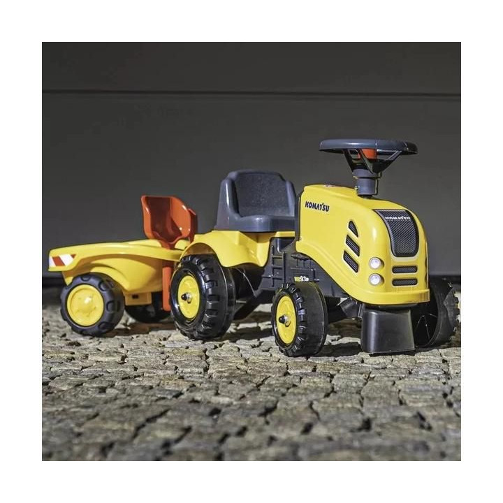 FALK - Dětské odrážedlo Baby Komatsu s vlečkou, lopatkou a hrabičkami