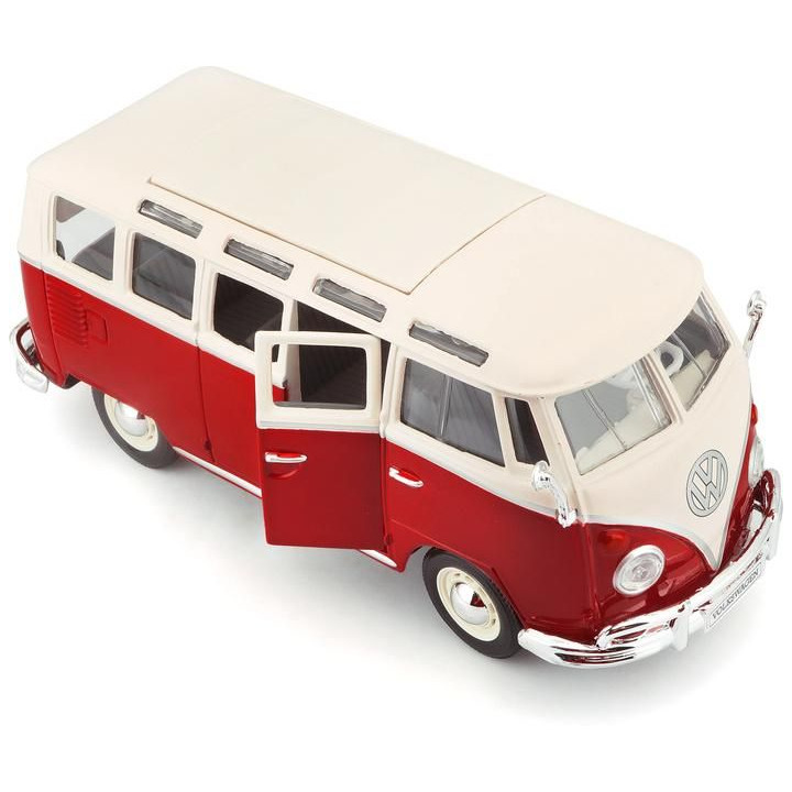 Maisto Volkswagen Van Samba 1:25 bílo/červená