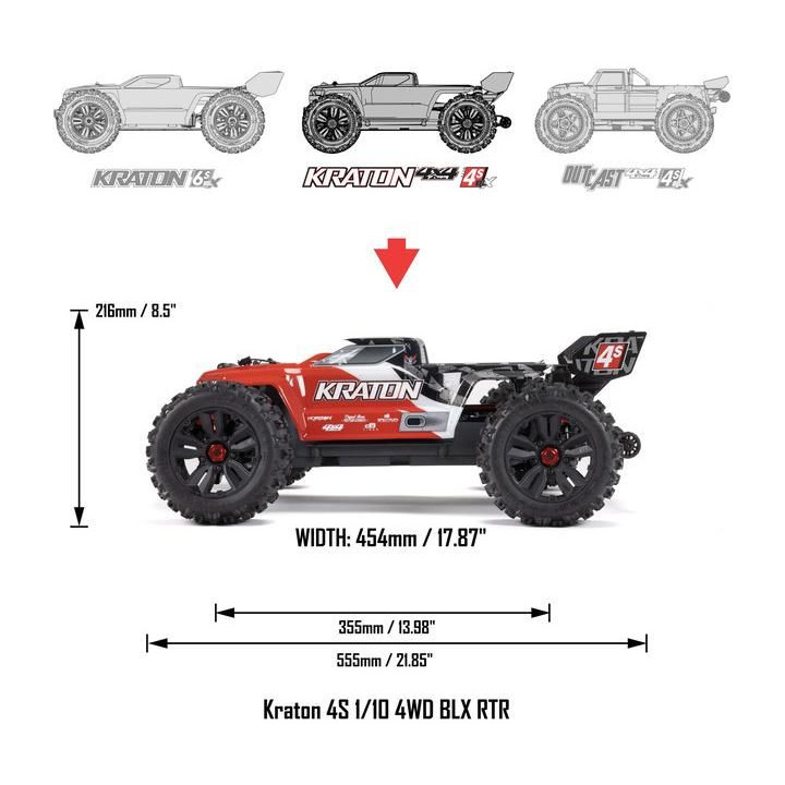 Arrma Kraton 4S V2 BLX 1:10 4WD RTR červená