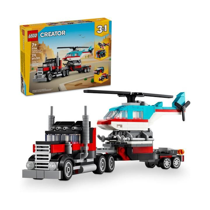 LEGO Creator - Náklaďák s plochou korbou a helikoptéra