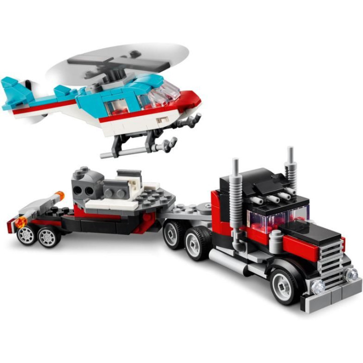 LEGO Creator - Náklaďák s plochou korbou a helikoptéra