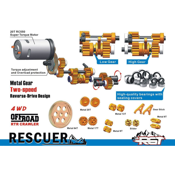 RESCUER 1/10 sada 2,4GHz, Písková