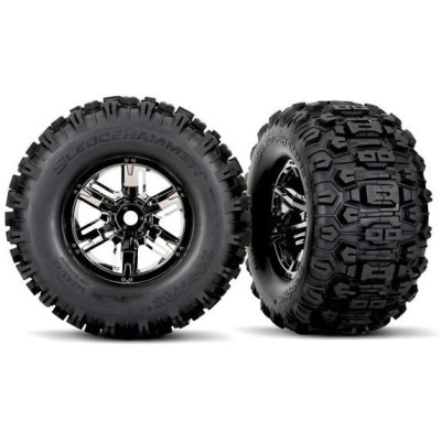 Traxxas kolo 4.3/5.7", disk X-Maxx černý chrom, pneu Sledgehammer (pár)
