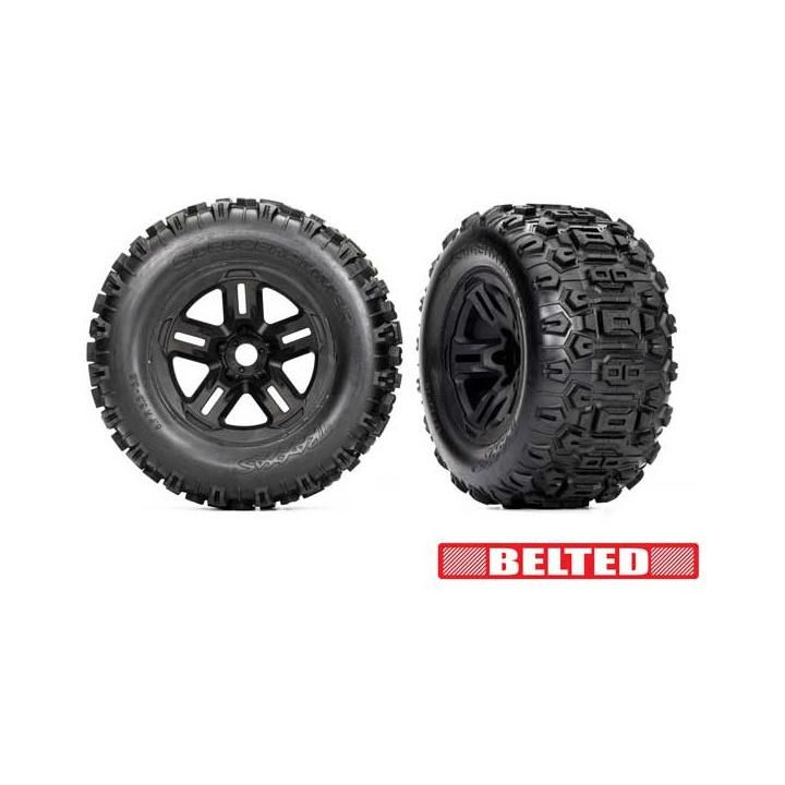 Traxxas kolo 3.8", disk černý, pneu Sledgehammer belted (2)