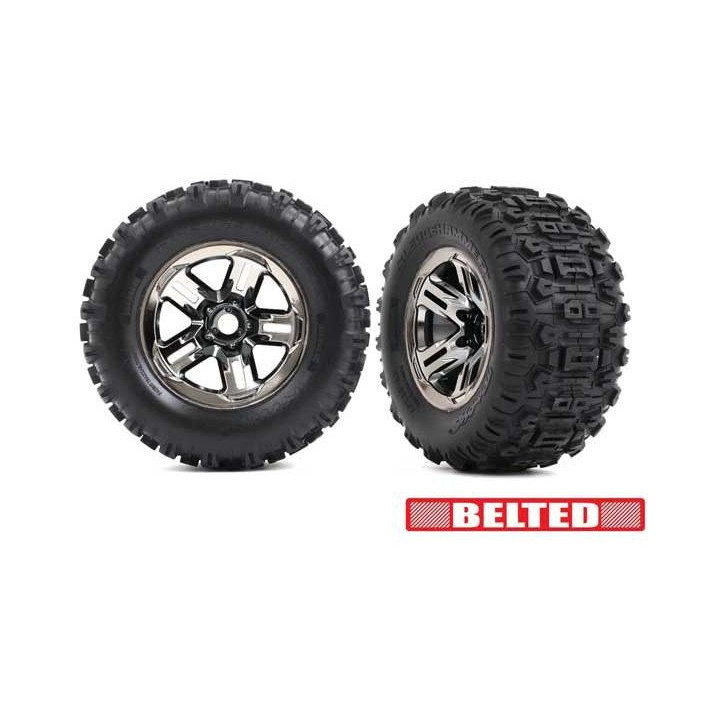 Traxxas kolo 3.8", disk černý chrom, pneu Sledgehammer belted (2)