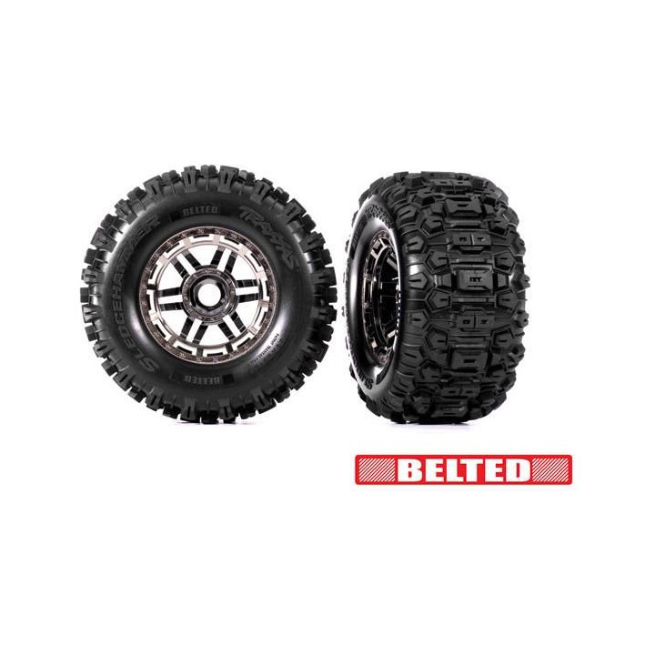 Traxxas kolo 2.9/3.8", disk černý chrom, pneu Sledgehammer All-Terrain belted (2)