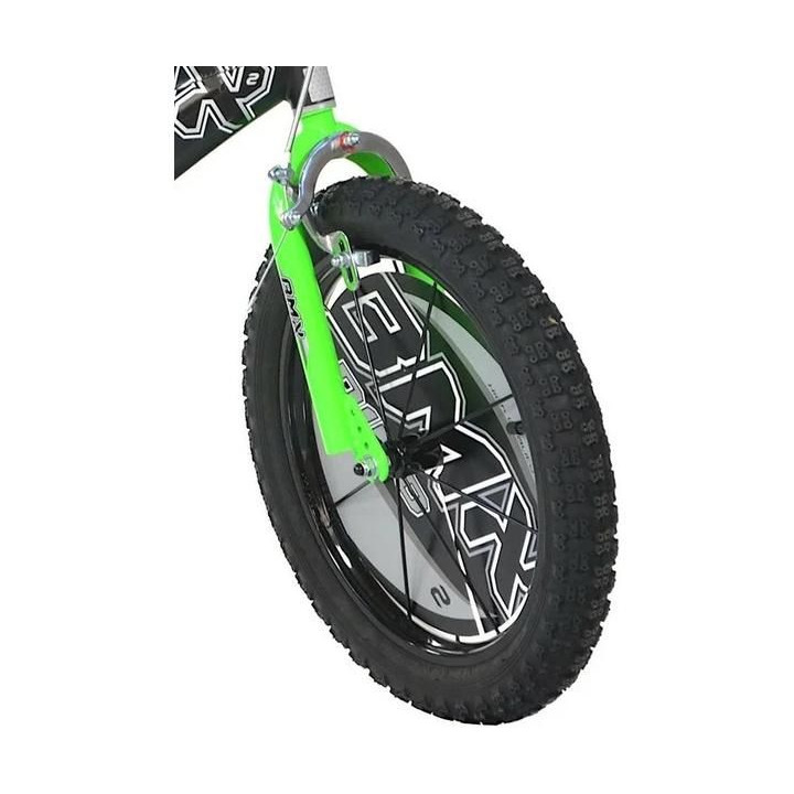 DINO Bikes - Dětské kolo 16" BMX černé/zelené