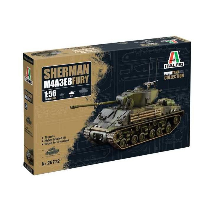 Model Kit tank 25772 - M4A3E8 Sherman "Fury" (1:56)