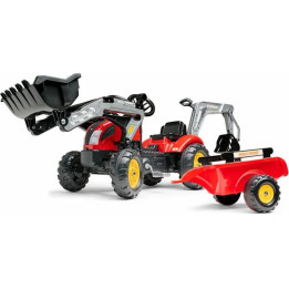 FALK - Šlapací traktor Farm Lander s nakladačem, rypadlem a vlečkou červený