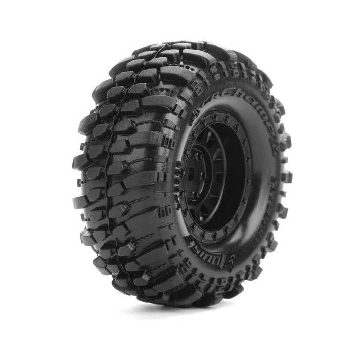CR-CHAMP 1.0 - Kompletní 1/18 a 1/24 crawler kola s černými disky pro 7mm hex, 2 ks
