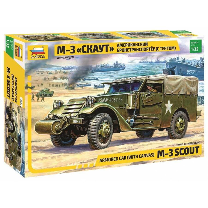 Model Kit military 3581 - M-3 Armored Scout Car with Canvas (1:35)