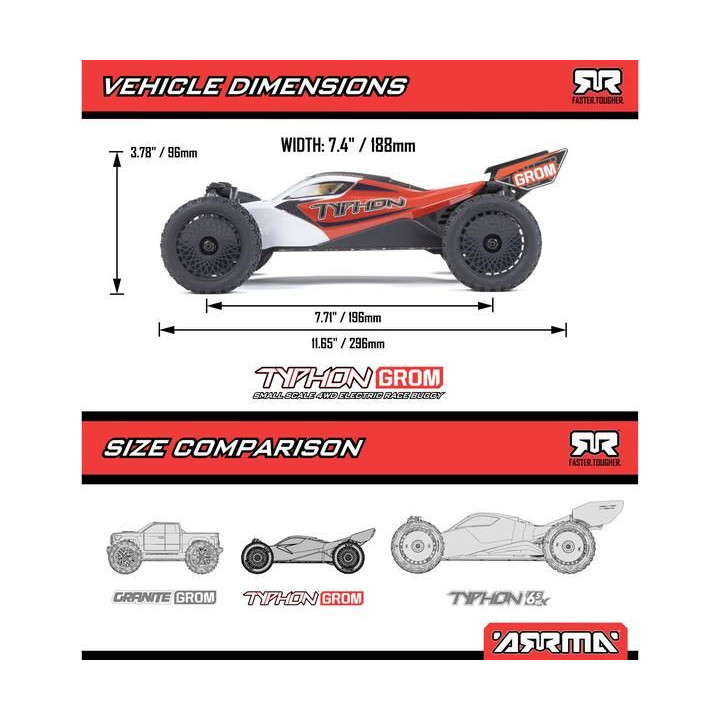 Arrma Typhon Grom 1:18 4WD Smart RTR modrá
