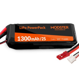 LiPo Pack 2S 7.4V 1300 mAh 30C (JST) MODSTER PowerPack Easy Trainer 1280