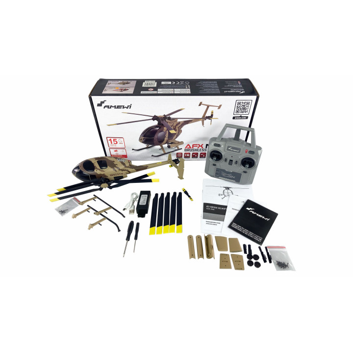 Amewi AFX MD500E MILITARY BRUSHLESS 4-CHANNEL 325MM HELICOPTER 6G RTF BROWN