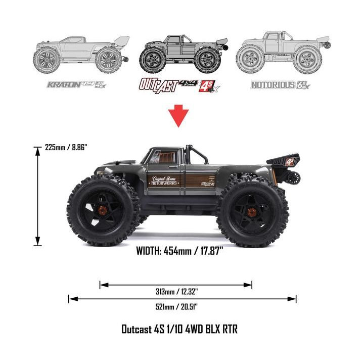 Arrma Outcast 4S V2 BLX 1:10 4WD RTR ocelová
