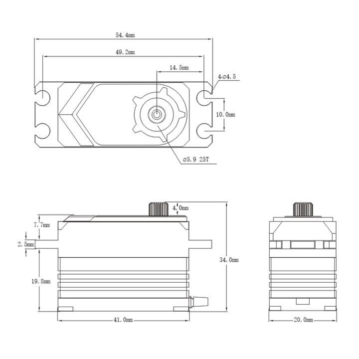 BHX6 HiVOLT BRUSHLESS Digital servo LOW PROFILE (35 kg-0,053s/60°)