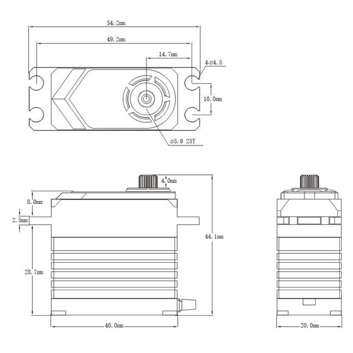 BHX8 HiVOLT BRUSHLESS Digital servo (60 kg-0,07s/60°)