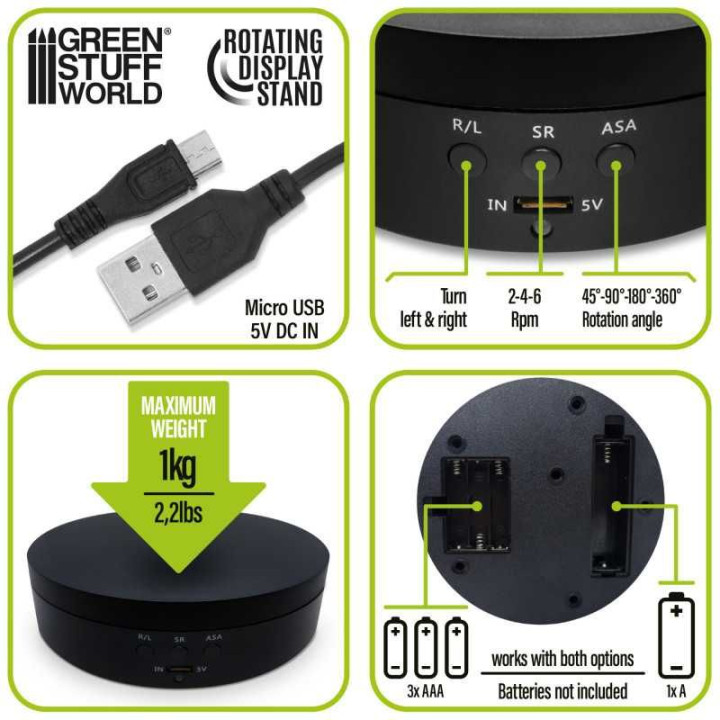 Rotary turnplate 136mm USB/Batteries / Otočný podstavec 136 mm USB/Batérie