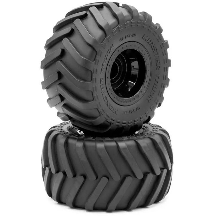 MONSTER TRUCK 141/75mm nalepené gumy, černé disky s 12mm šestihranem, 2 ks.