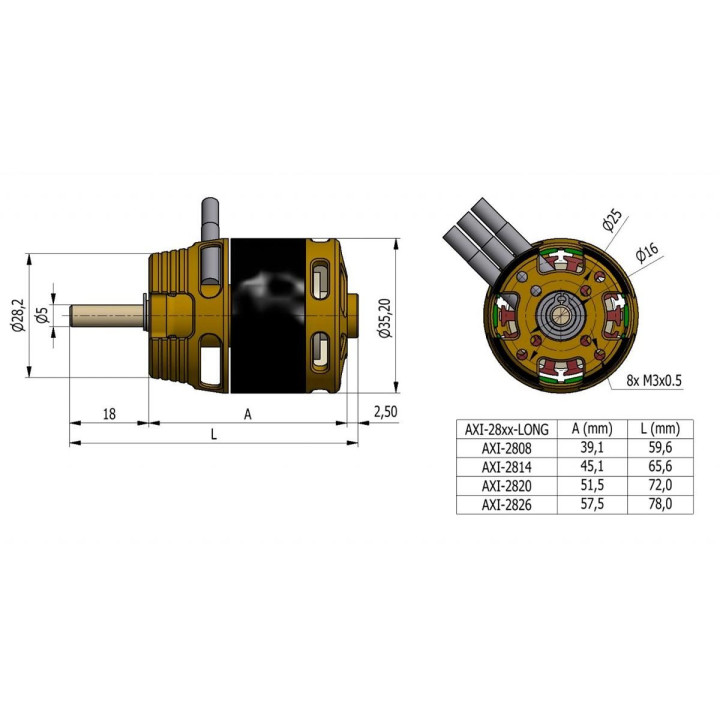 AXI 2826/12 V3 LONG střídavý motor