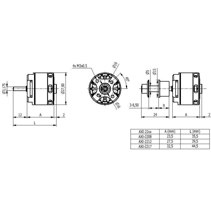 AXI 2217/20 V3 střídavý motor