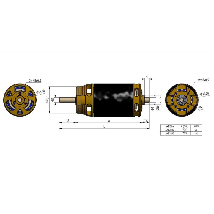 AXI 2830/10 V3 LONG střídavý motor