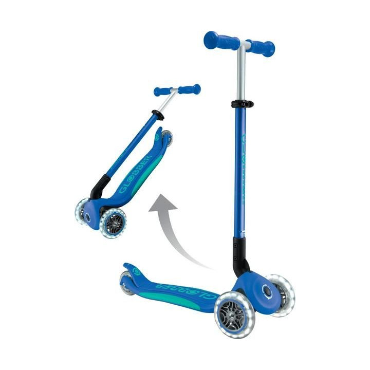 Globber - Koloběžka Primo Plus Lights V2 skládací Blue/Emerald Green