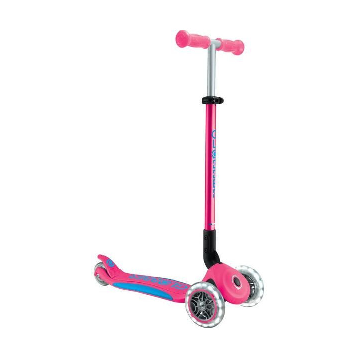 Globber - Koloběžka Primo Plus Lights V2 skládací Fuchsia/Sky Blue
