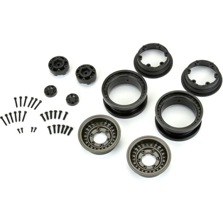 Pro-Line disk 2.9" Black Rhino Armory Gunmetal Aluminum Dual Offset (+5/+10): Axial SCX6