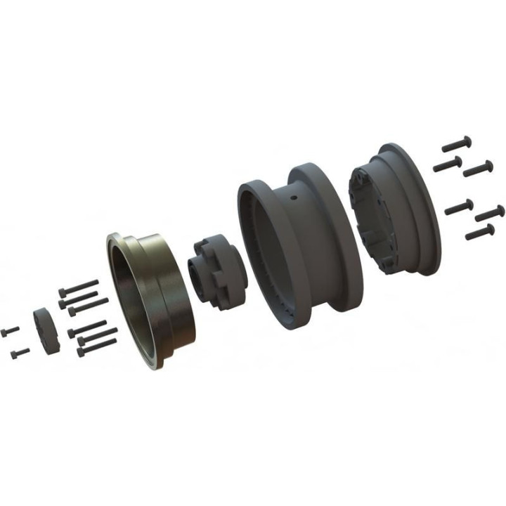 Pro-Line disk 2.9" Black Rhino Armory Gunmetal Aluminum Dual Offset (+5/+10): Axial SCX6