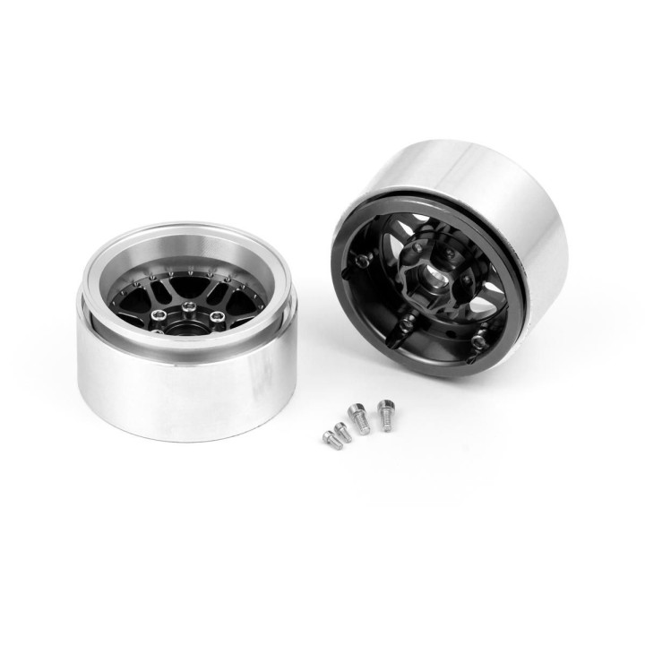 1.9'' Hliníkové beadlock disky offset -10 mm pro 1/10 crawler/expedice černé - 2 ks