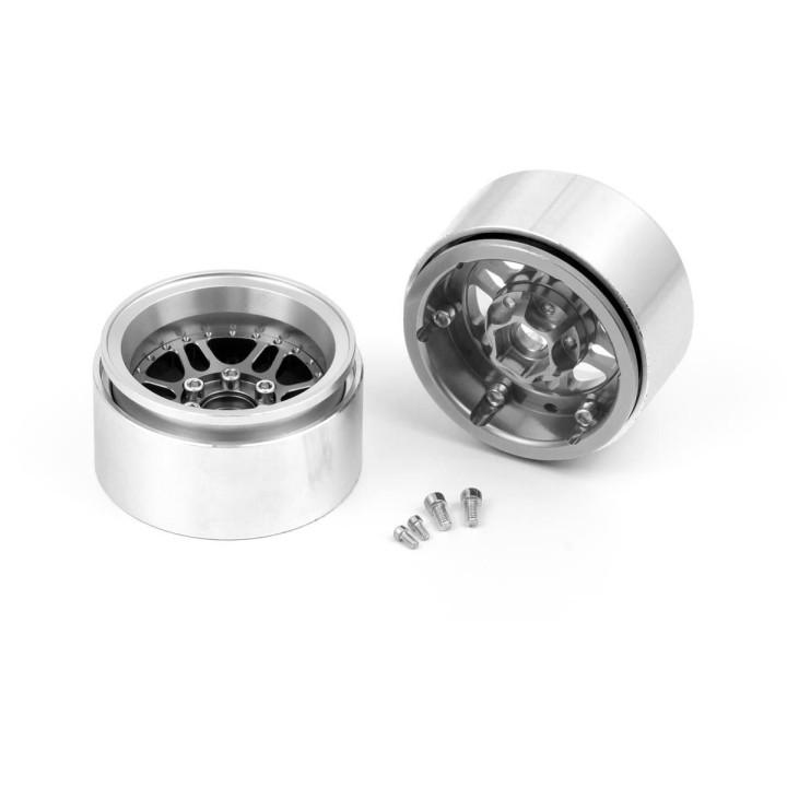 1.9'' Hliníkové beadlock disky offset -10 mm pro 1/10 crawler/expedice stříbrné - 2 ks