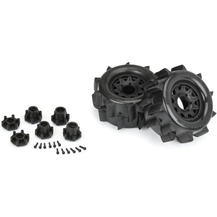 Pro-Line kolo 1:10, pneu 2.8" Sand Paw HP Belted, disk černý Raid 12/14mm (2)